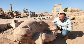 Phát hiện tượng đầu cừu khổng lồ trên "Đại lộ Nhân sư" ở Ai Cập